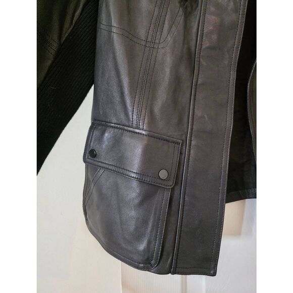Vince Black Leather Jacket S - Picture 2 of 11